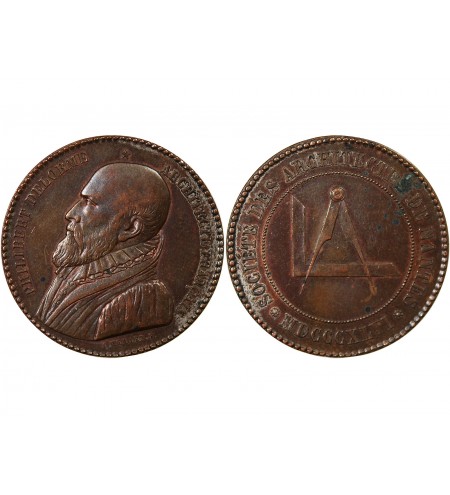 ARCHITECTES DE NANTES, PHILIBERT DELORME  - MEDAILLE CUIVRE poinçon Abeille (1860 /1879)