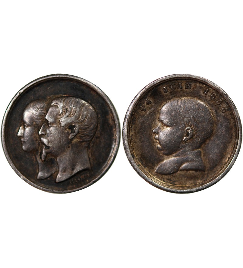 NAPOLEON IV, NAISSANCE - PETITE MEDAILLE ARGENT 1856
