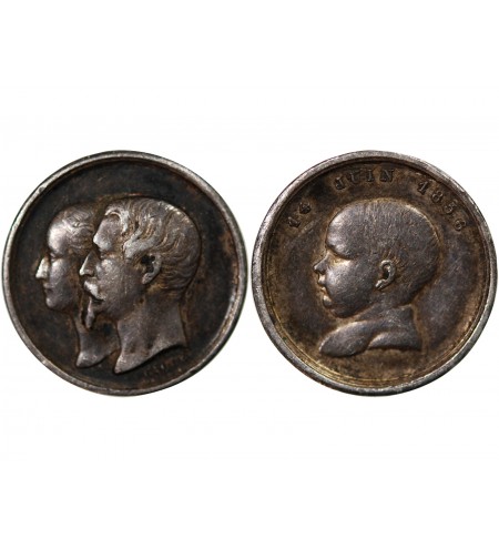 NAPOLEON IV, NAISSANCE - PETITE MEDAILLE ARGENT 1856