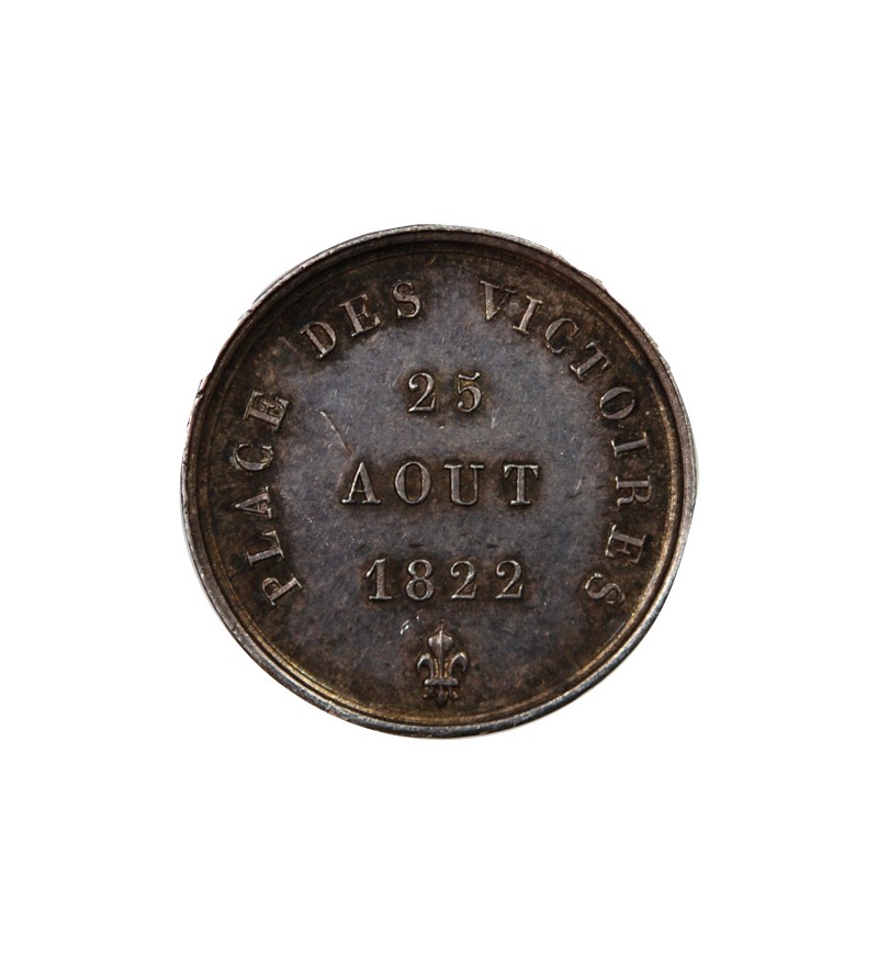 LOUIS XVIII, PLACE DES VICTOIRES - PETITE MEDAILLE ARGENT 1822 - Statue de Louis XIV