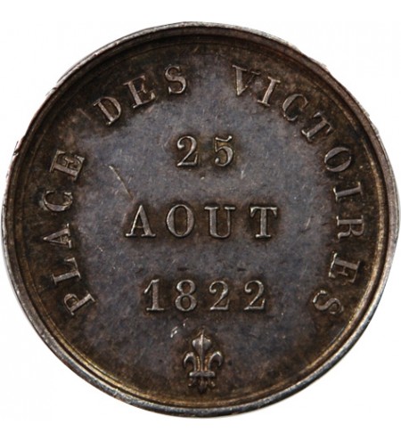LOUIS XVIII, PLACE DES VICTOIRES - PETITE MEDAILLE ARGENT 1822 - Statue de Louis XIV