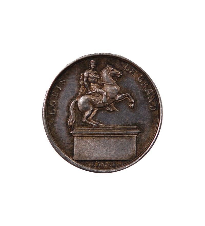 LOUIS XVIII, PLACE DES VICTOIRES - PETITE MEDAILLE ARGENT 1822 - Statue de Louis XIV