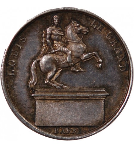 LOUIS XVIII, PLACE DES VICTOIRES - PETITE MEDAILLE ARGENT 1822 - Statue de Louis XIV