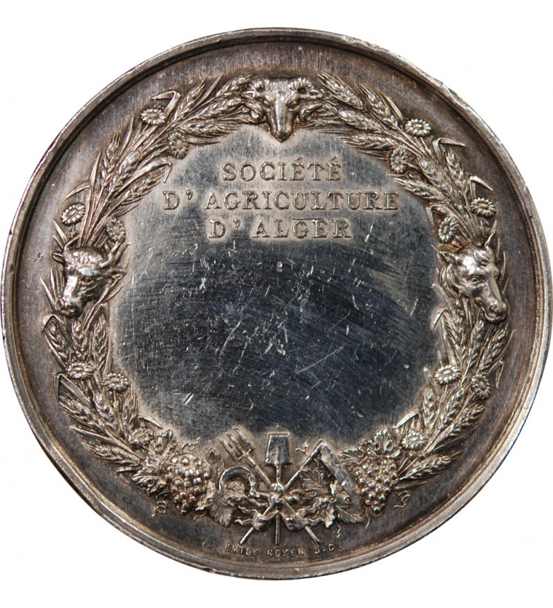 SOCIÉTÉ D'AGRICULTURE D'ALGER - MEDAILLE ARGENT 1876
