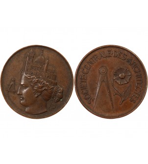 SOCIETE CENTRALE DES ARCHITECTES - JETON CUIVRE poinçon Abeille (1860-1879) 2