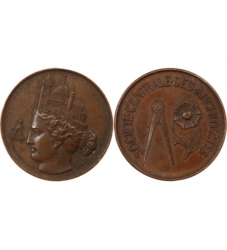 SOCIETE CENTRALE DES ARCHITECTES - JETON CUIVRE poinçon Abeille (1860-1879)