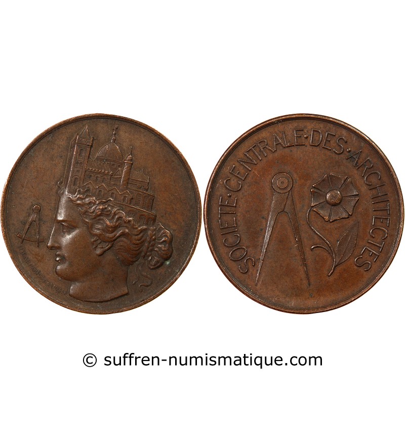SOCIETE CENTRALE DES ARCHITECTES - JETON CUIVRE poinçon Abeille (1860-1879)