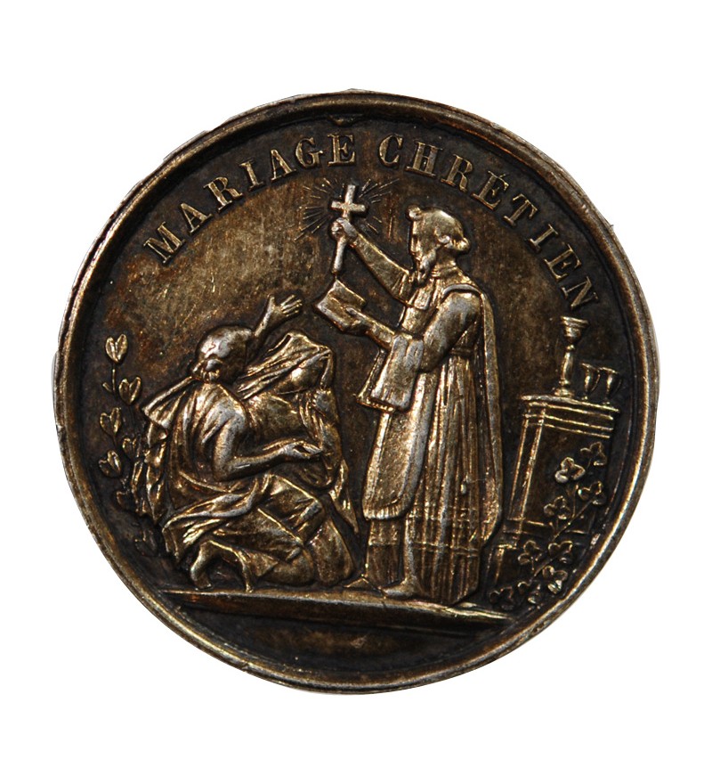 MARIAGE, MARIAGE CHRETIEN - MEDAILLE ARGENT poinçon Main (1845-1860)