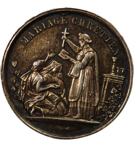 MARIAGE, MARIAGE CHRETIEN - MEDAILLE ARGENT poinçon Main (1845-1860)