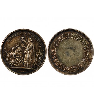 MARIAGE, MARIAGE CHRETIEN - MEDAILLE ARGENT poinçon Main (1845-1860) 2