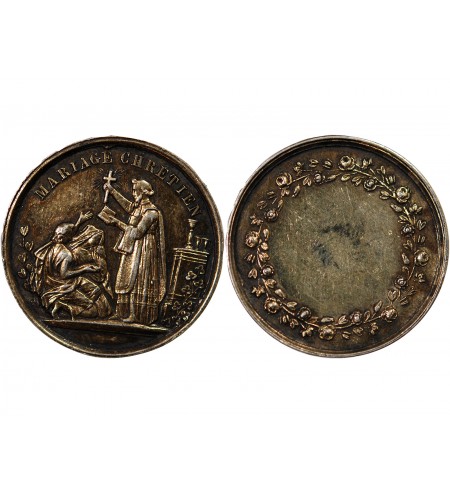 MARIAGE, MARIAGE CHRETIEN - MEDAILLE ARGENT poinçon Main (1845-1860)