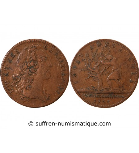PARTIES CASUELLES, LOUIS XV - JETON CUIVRE 1747