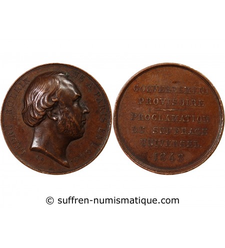 IIe RÉPUBLIQUE, LEDRU-ROLLIN – MÉDAILLE CUIVRE 1848