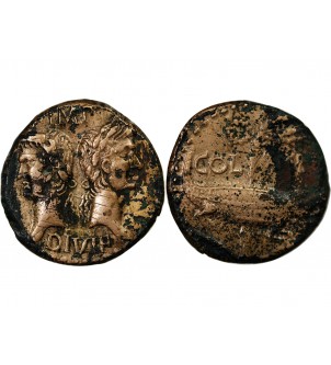 NEMAUSUS, NIMES, AUGUSTE ET AGRIPPA - DUPONDIUS 29 AV JC / 10 2
