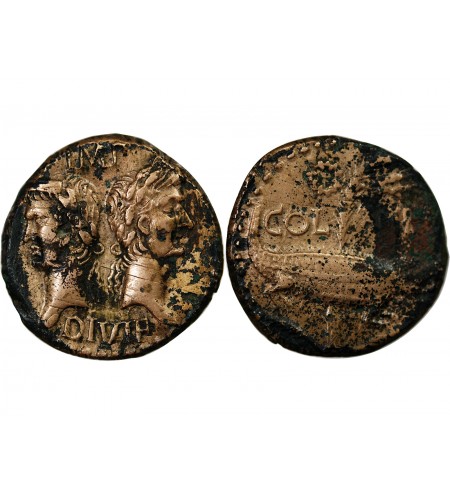 NEMAUSUS, NIMES, AUGUSTE ET AGRIPPA - DUPONDIUS 29 AV JC / 10