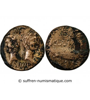 NEMAUSUS, NIMES, AUGUSTE ET AGRIPPA - DUPONDIUS 29 AV JC / 10