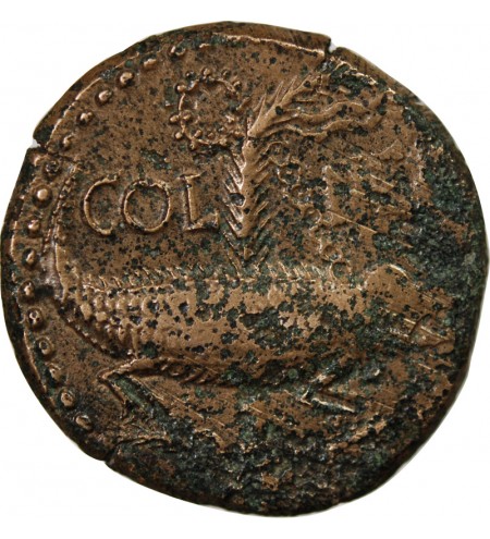 NEMAUSUS, NIMES, AUGUSTE ET AGRIPPA - DUPONDIUS 29 AV JC / 10