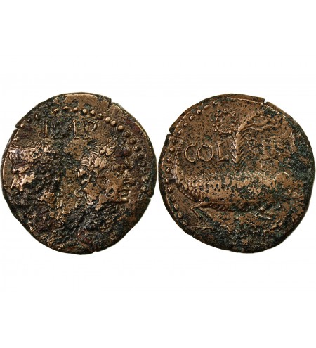 NEMAUSUS, NIMES, AUGUSTE ET AGRIPPA - DUPONDIUS 29 AV JC / 10