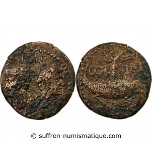 NEMAUSUS, NIMES, AUGUSTE ET AGRIPPA - DUPONDIUS 29 AV JC / 10 2