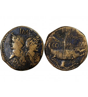 NEMAUSUS, NIMES, AUGUSTE ET AGRIPPA - DUPONDIUS 29 AV JC / 10 2