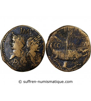 NEMAUSUS, NIMES, AUGUSTE ET AGRIPPA - DUPONDIUS 29 AV JC / 10