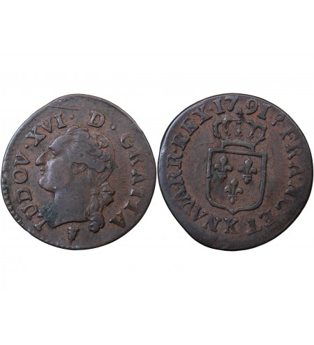 LOUIS XVI - LIARD 1791 K BORDEAUX