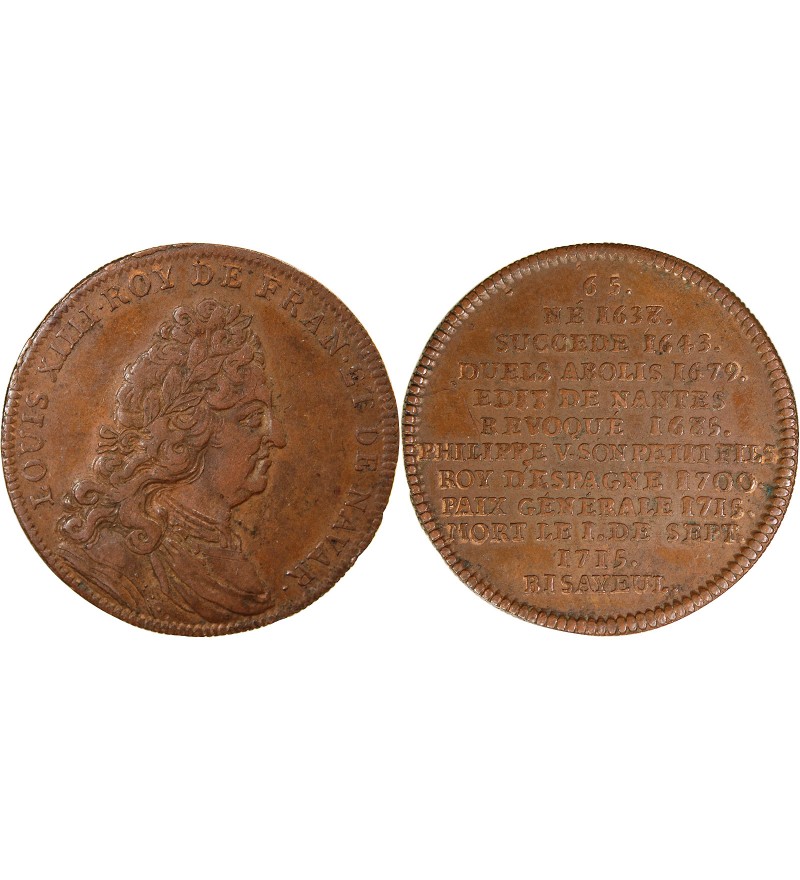 SERIE METALLIQUE DES ROIS DE FRANCE, LOUIS XIV - JETON CUIVRE