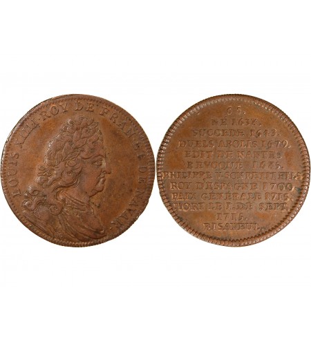 SERIE METALLIQUE DES ROIS DE FRANCE, LOUIS XIV - JETON CUIVRE