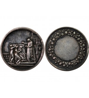 MARIAGE, PRÊTRE BENISSANT - MEDAILLE ARGENT poinçon Abeille (1860-1879) 2