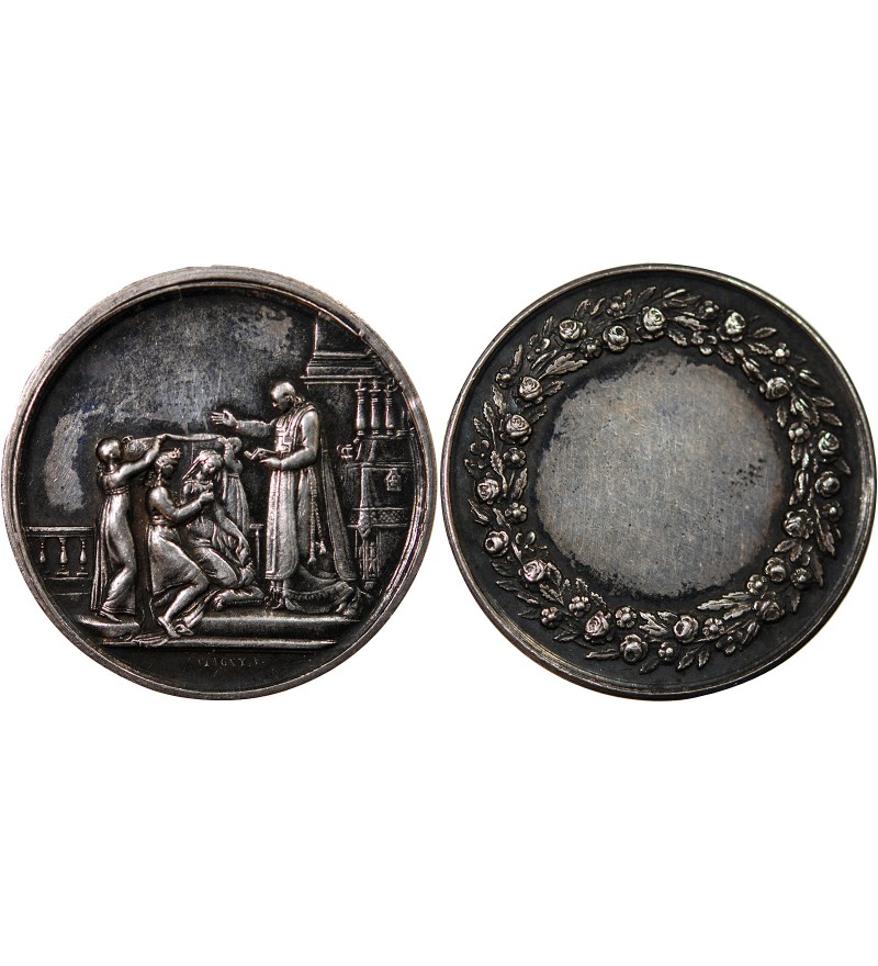 MARIAGE, PRÊTRE BENISSANT - MEDAILLE ARGENT poinçon Abeille (1860-1879)