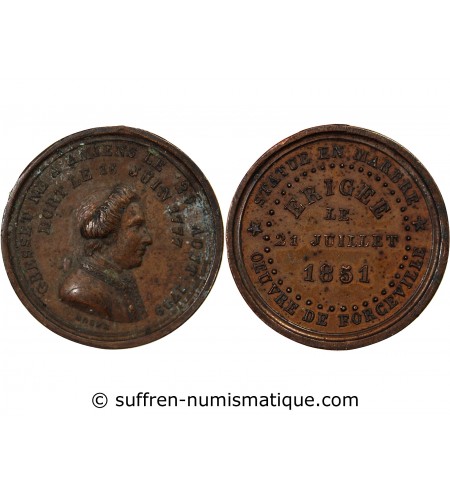 IIe RÉPUBLIQUE, STATUE DE GRESSET – JETON CUIVRE 1851