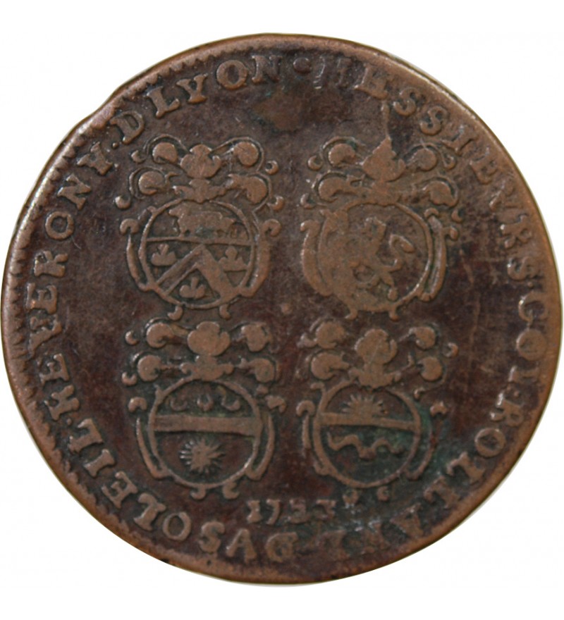 CONSULAT DE LYON, LES QUATRE ECHEVINS – JETON CUIVRE 1723