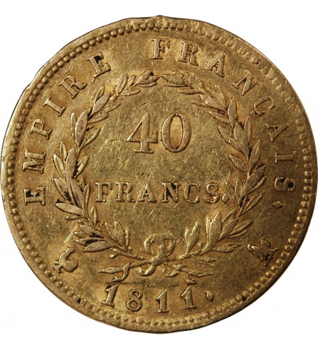 NAPOLEON Ier﻿ - 40 FRANCS OR 1811 A PARIS Variété A/Coq