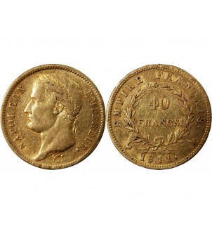 NAPOLEON Ier﻿ - 40 FRANCS OR 1811 A PARIS Variété A/Coq 2
