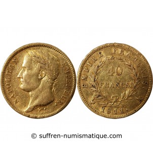 NAPOLEON Ier﻿ - 40 FRANCS OR 1811 A PARIS Variété A/Coq