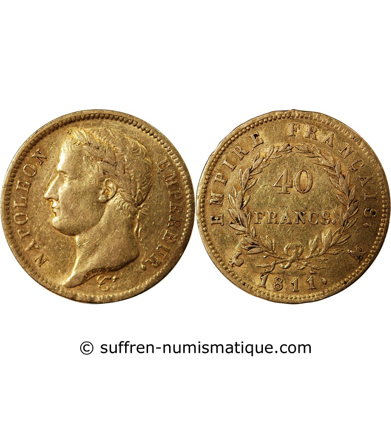 NAPOLEON Ier﻿ - 40 FRANCS OR 1811 A PARIS Variété A/Coq