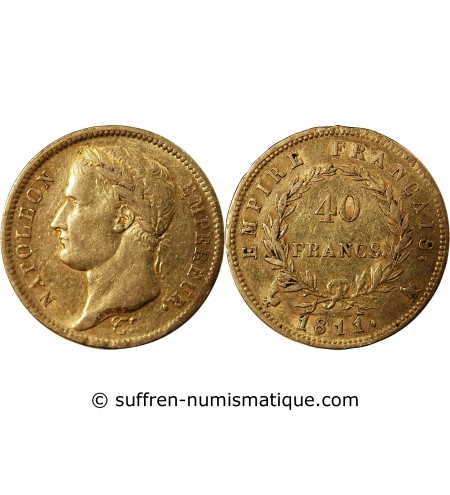 NAPOLEON Ier﻿ - 40 FRANCS OR 1811 A PARIS Variété A/Coq