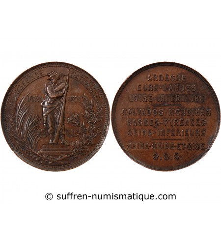 ORGANISATION DE DEFENSE CIVILE - JETON CUIVRE 1870 / 1871