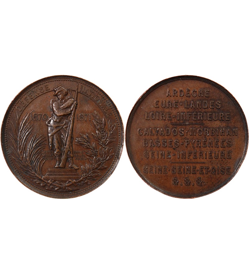 ORGANISATION DE DEFENSE CIVILE - JETON CUIVRE 1870 / 1871