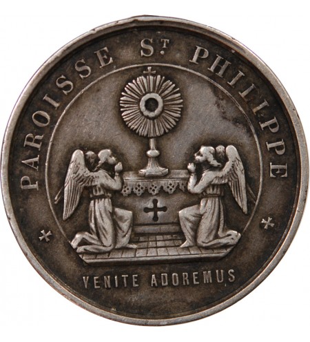ENFANTS DE MARIE, PAROISSE ST-PHILIPPE - MEDAILLE ARGENT poinçon Corne (après 1879)