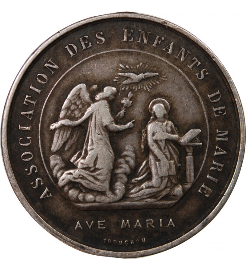 ENFANTS DE MARIE, PAROISSE ST-PHILIPPE - MEDAILLE ARGENT poinçon Corne (après 1879)