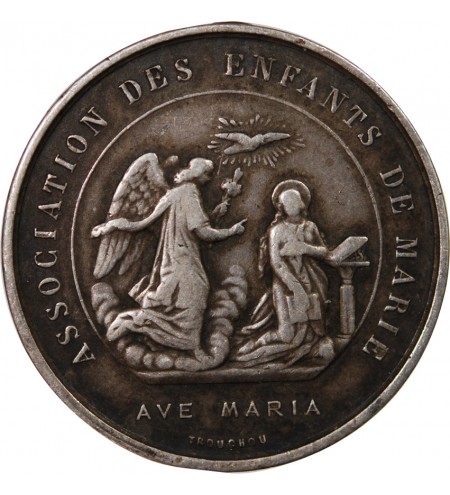 ENFANTS DE MARIE, PAROISSE ST-PHILIPPE - MEDAILLE ARGENT poinçon Corne (après 1879)