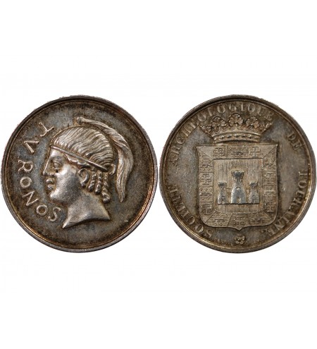 SOCIETE ARCHEOLOGIQUE DE TOURAINE - JETON ARGENT poinçon Main (1845-1860)