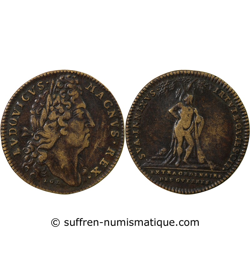EXTRAORDINAIRE DES GUERRES, LOUIS XIV - JETON LAITON