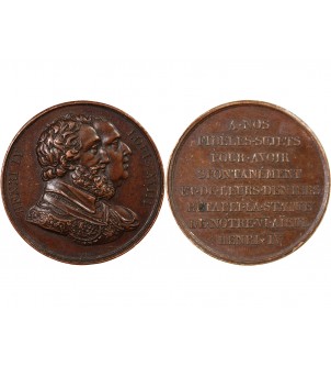 LOUIS XVIII, RETABLISSEMENT DE LA STATUE D'HENRI IV - MEDAILLE CUIVRE 1817 2