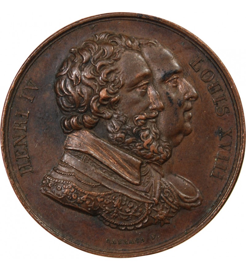 LOUIS XVIII, RETABLISSEMENT DE LA STATUE D'HENRI IV - MEDAILLE CUIVRE 1817