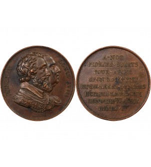LOUIS XVIII, RETABLISSEMENT DE LA STATUE D'HENRI IV - MEDAILLE CUIVRE 1817 2