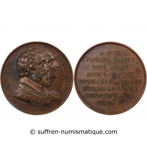 LOUIS XVIII, RETABLISSEMENT DE LA STATUE D'HENRI IV - MEDAILLE CUIVRE 1817