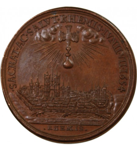 LOUIS XIV, SACRE A REIMS - MEDAILLE CUIVRE 1654