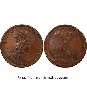 LOUIS XIV, SACRE A REIMS - MEDAILLE CUIVRE 1654